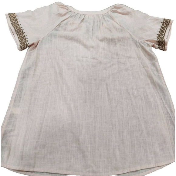 J.Jill Blouse Top Shirt Womans Small Short Sleeves Pullover Peach Embroidered - Picture 5 of 7